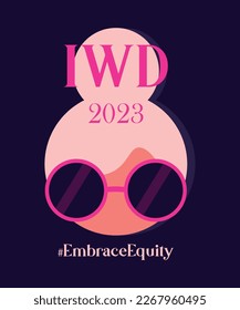 Stylish postcard, banner of International Women's Day #Embrace Equity in bright style.