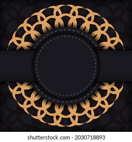 Stylish postcard design in black with luxurious Greek ornaments. Vector invitation card with vintage patterns.