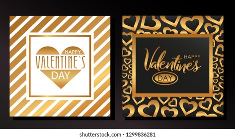 Stylish Postcard Valentine's Day. Luxury Golden Typographic Valentine's Day Design