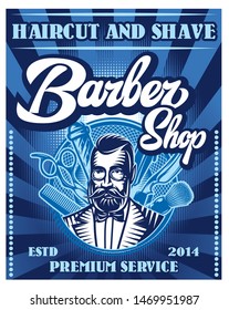 Stylish poster for advertising Barbershop with calligraphic inscription.