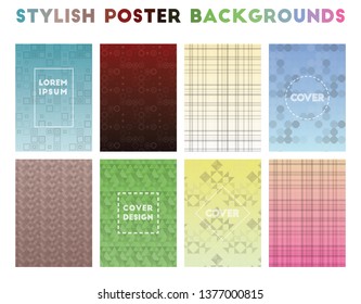 Stylish Poster Backgrounds. Alluring geometric patterns, creative vector illustration.