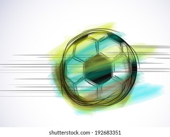 Stylish poster, banner or flyer design with colourful soccer ball on grungy background.