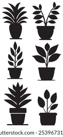 Stylish Pot Plant Silhouette: Elegant Vector Design