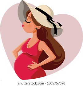 Stylish Pregnant Woman Wearing a Trendy Hat