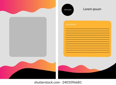 Stylish presentation cover page template, note pdf, vector, printable sheet