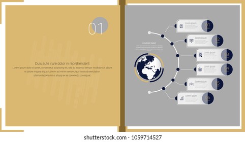 Stylish presentation templates elements with business icons. Vector infographics. Use in Presentation, flyer and leaflet, corporate report, marketing, advertising, annual report, banner.