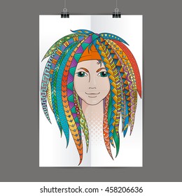 Stylish presentation of wall poster, magazine cover, design paper print template. Flyer or booklet design. Folder zentangle design content background or backdrop.