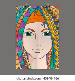 Stylish presentation of wall poster, magazine cover, design paper print template. Flyer or booklet design. Folder zentangle design content background or backdrop.