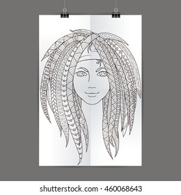 Stylish presentation of wall poster, magazine cover, design paper print template. Flyer or booklet design. Folder zentangle design content background or backdrop.