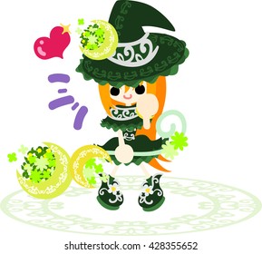 The stylish and pretty witch girl is smiling