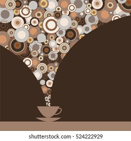 Stylish print with a cup of a coffee and aroma