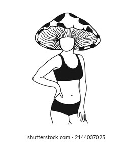 Stylish print girl licks mushroom  Ice cream mushrooms  Hallucinogenic mushrooms  Pop art  cheeky  youth poster 