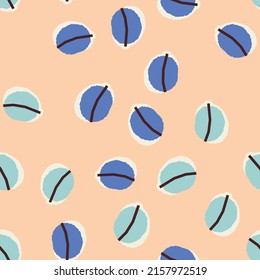 Stylish print, seamless pattern, background with shapes, circles. Vector design