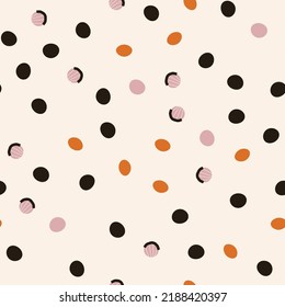 Stylish print, seamless pattern, background with dots, shapes. Stylish vector illustration 