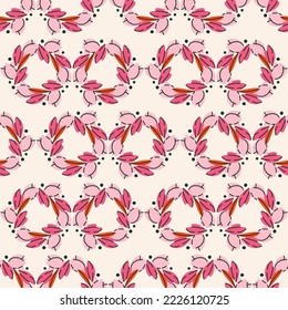 Stylish print, seamless pattern, background with floral wreath. Cute vector illustration 