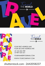A stylish and professional travel business card template designed for travel agencies, tour guides, booking services, and tourism businesses.