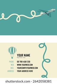 A stylish and professional travel business card template designed for travel agencies, tour guides, booking services, and tourism businesses.