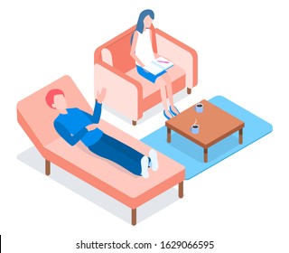 Stylish Psychological Help vector isometric illustration. 