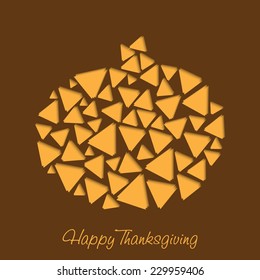 Stylish pumpkin on brown background for Thanksgiving Day celebration.