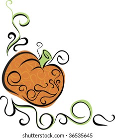 a stylish pumpkin vector, would make a unique embellishment for fall party invitations, recipes, or teacher's notes