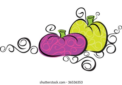 A stylish pumpkin vector, would make a unique embellishment for fall party invitations recipes, or class announcements