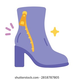 Stylish purple designer boots with high heels.