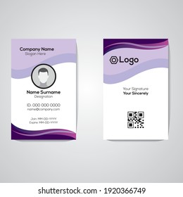 Stylish Purple ID Card Design, Vector Template.