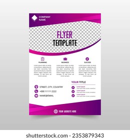 Stylish Purple and Pink Curved Business Flyer Template, can be used for business designs, presentation designs or any suitable designs.