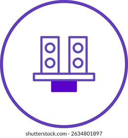 Stylish Purple Speaker Icon Design for Audio Systems and Sound Equipment