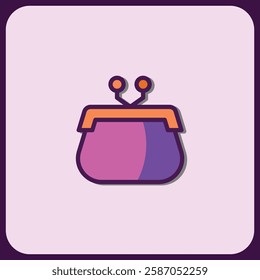 Stylish Purse Icon Design: Minimalist Vector Graphic