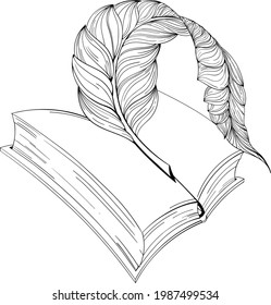 Stylish Quill on an open Book, value of Knowledge and Literacy