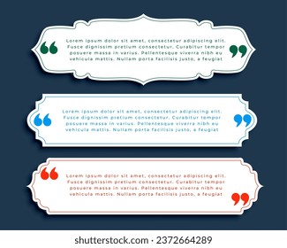 stylish quotation comma sign template in set of three vector