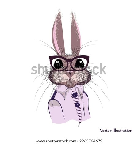 Stylish rabbit on a white background.