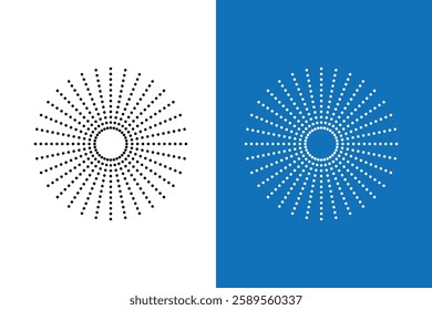 Stylish Radial Dot Pattern in Black and White and Blue Variations.