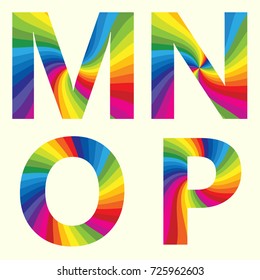 Stylish Rainbow Alphabet. Colorful your Education. Alphabet  M N O P