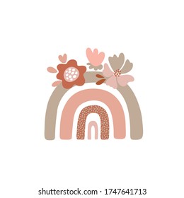 stylish rainbow in delicate colors with flowers