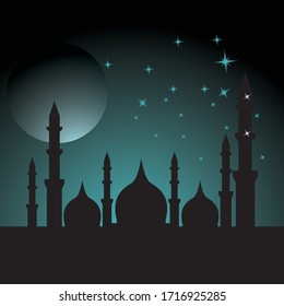 Stylish Ramadan kareem mosque festival banner illustration design vector