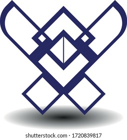 Stylish raven logo made of squares intertwined in the image of a bird vector graphics