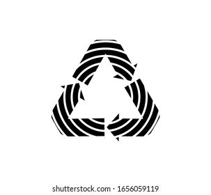 Icône de recyclage élégant image vectorielle isolée. symboles zéro déchet. ondes ultrasoniques qui constituent le symbole du recyclage.
