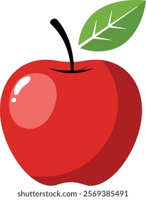 Stylish Red Apple Illustration on a White Background