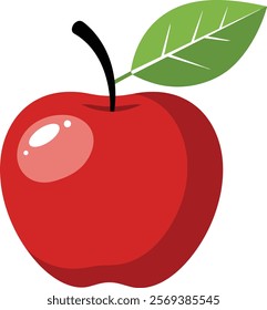 Stylish Red Apple Illustration on a White Background