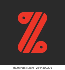 Stylish red and black letter Z in wooden stick style