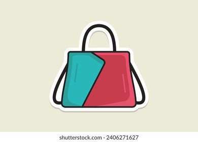 Stylish Red and Blue Color Purse or Bag sticker design vector illustration. Beauty fashion objects icon concept. Women Purse in unique style sticker design icon logo.