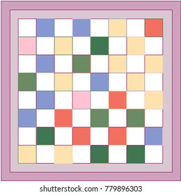 Stylish Red, Blue, Violet, White and Yellow Chessboard