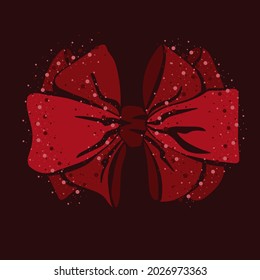 Stylish red bow. Festive design element. Vector illustration