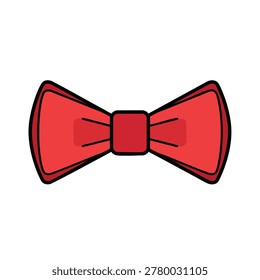 A stylish red bow tie icon featuring clean lines and a simple flat vector design perfect for fashion accessories or formal event graphics