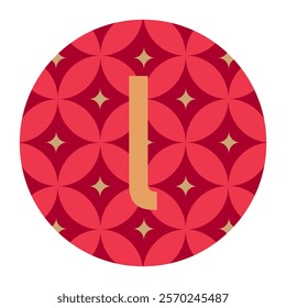 Stylish Red Circular Icon with Floral-Inspired Patterns and Letter “l” for Unique Artistic and Branding Needs.