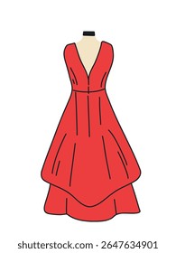 vestido vermelho elegante para exibição no manequim