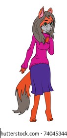 stylish red Fox in the image. vector illustration