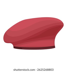Stylish, red french beret captured in high detail against a clean, white background